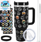 63 National Parks Water Bottle with Stickers,40 Oz Tumbler with Handle and Straw,2 Lids,40 Oz Double Wall Insulated Tumbler,Stainless Steel Leak Proof Tumbler,Travel Coffee Mug (Black)