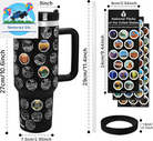 63 National Parks Water Bottle with Stickers,40 Oz Tumbler with Handle and Straw,2 Lids,40 Oz Double Wall Insulated Tumbler,Stainless Steel Leak Proof Tumbler,Travel Coffee Mug (Black)