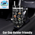 63 National Parks Water Bottle with Stickers,40 Oz Tumbler with Handle and Straw,2 Lids,40 Oz Double Wall Insulated Tumbler,Stainless Steel Leak Proof Tumbler,Travel Coffee Mug (Black)