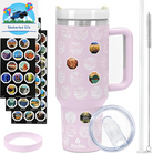 63 National Parks Water Bottle with Stickers,40 Oz Tumbler with Handle and Straw,2 Lids,40 Oz Double Wall Insulated Tumbler,Stainless Steel Leak Proof Tumbler,Travel Coffee Mug (Black)