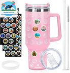 63 National Parks Water Bottle with Stickers,40 Oz Tumbler with Handle and Straw,2 Lids,40 Oz Double Wall Insulated Tumbler,Stainless Steel Leak Proof Tumbler,Travel Coffee Mug (Black)
