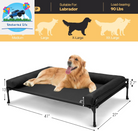 Elevated Raised Dog Bed-Cooling Outdoor Dog Cot Bed for Large Sized Dogs Three-Sided Fence Raised Pet Cot with Mesh & No-Slip Feet Dog Hammock Bed with Removable Bolster-41 X 27" Black