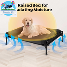 Elevated Raised Dog Bed-Cooling Outdoor Dog Cot Bed for Large Sized Dogs Three-Sided Fence Raised Pet Cot with Mesh & No-Slip Feet Dog Hammock Bed with Removable Bolster-41 X 27" Black