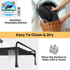 Elevated Raised Dog Bed-Cooling Outdoor Dog Cot Bed for Large Sized Dogs Three-Sided Fence Raised Pet Cot with Mesh & No-Slip Feet Dog Hammock Bed with Removable Bolster-41 X 27" Black