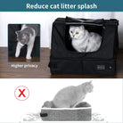 Portable Cat Litter Box: Leak-Proof, Lightweight, and Foldable Design for Convenient Travel (Black, 17 inches)