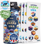 National Parks Water Bottle with 63 Waterproof Stickers - 32Oz Leakproof Insulated Stainless Steel with Straw - USA Hiker Gift Bottle (Blue)