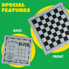 3-in-1 Vintage Giant Checkers & Tic Tac Toe Game Set - Reversible Mat with 24 Chips, Perfect for Family Fun, Indoor & Outdoor Activities