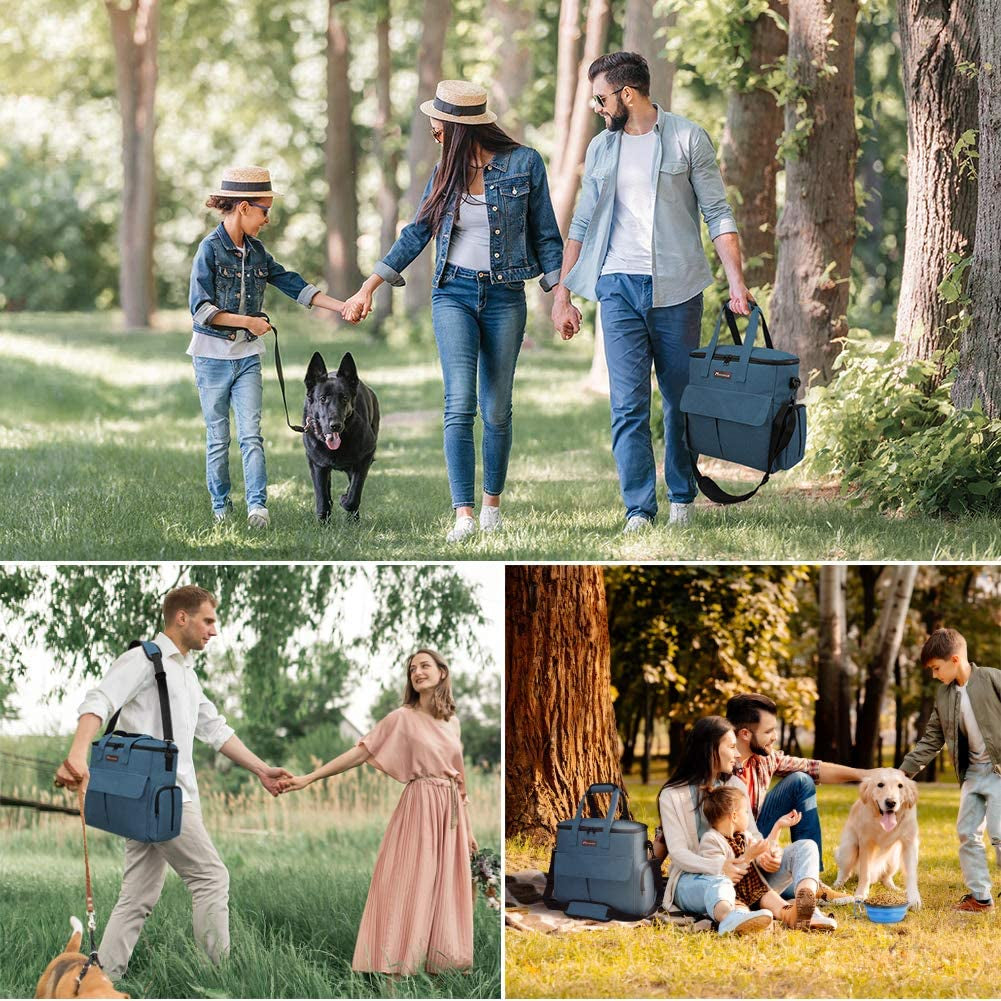 Ultimate Travel Kit for Dogs: Airline-Approved Carry-On with Snack Compartment, Bowls, and Portable Mat in Blue