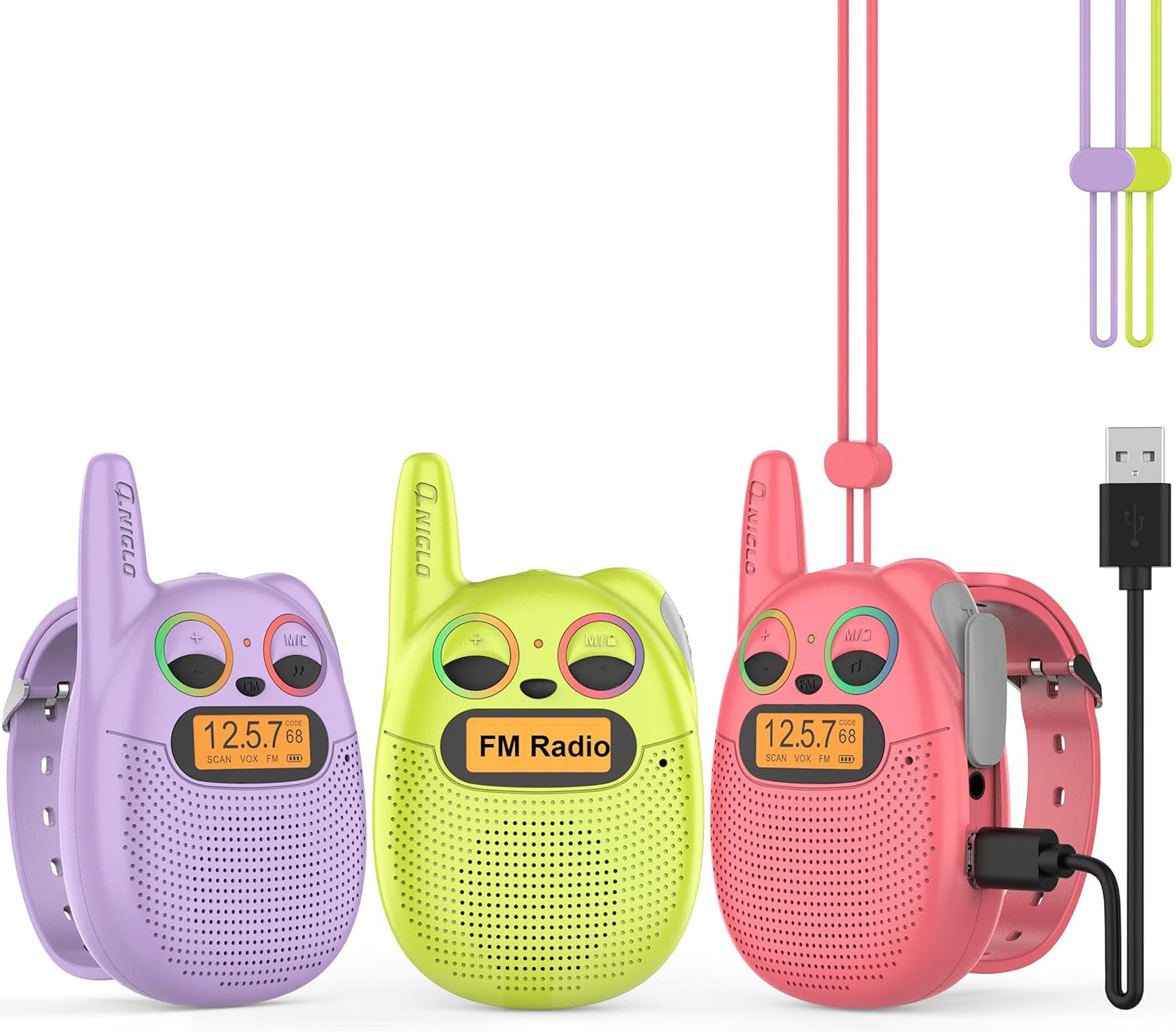 Qniglo Giggle Gabbers: Rechargeable Walkie Talkies for Young Adventurers Aged 3-14, Ideal for Outdoor Activities and Celebrations