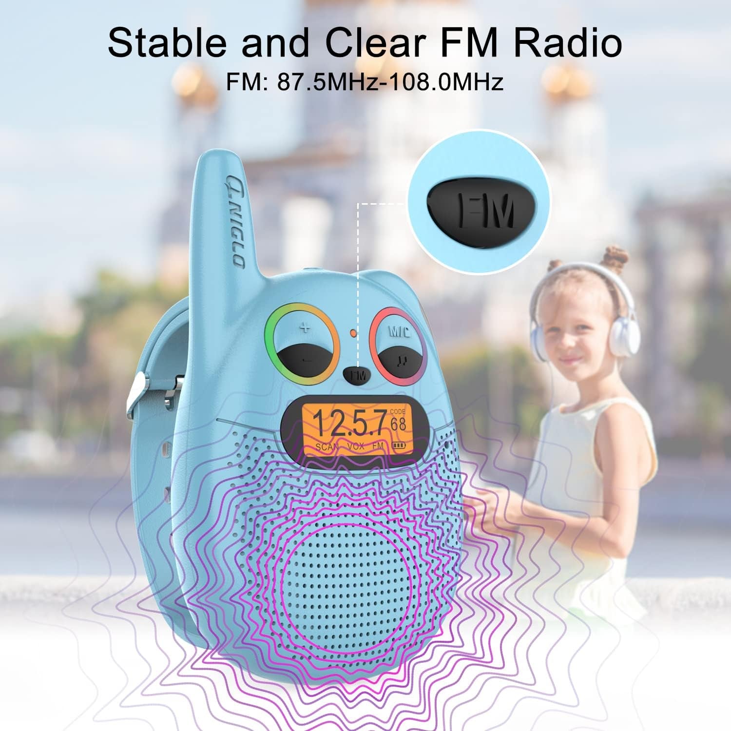 Qniglo Giggle Gabbers: Rechargeable Walkie Talkies for Young Adventurers Aged 3-14, Ideal for Outdoor Activities and Celebrations