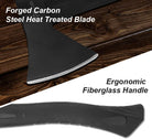 Camping Hatchet, 14" Camping Axe Throwing Axe for Outdoor Wood Splitting and Kindling, Forged Carbon Steel Heat Treated Survival Tool, Fiberglass Shock Reduction Handle with Anti-Slip Grip