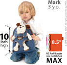 Naturally KIDS Dog Toddler Backpack, Dog Stuffed Animals, Stuffed Dog for Toddlers Boys Girls