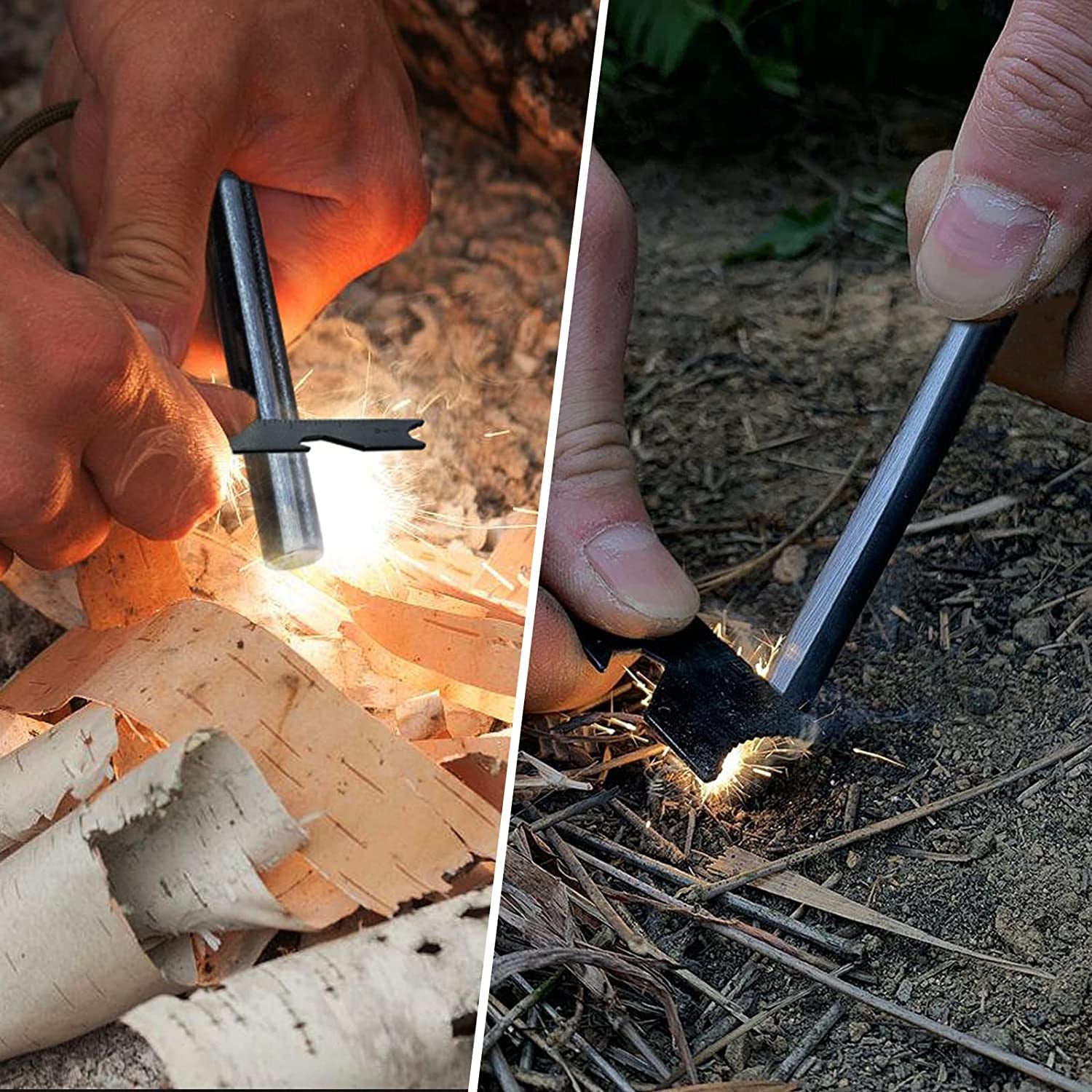 BCHARYA Ferro Rod Fire Starter Kit: 6-in-1 Multi-Tool, Waterproof Tinder & 20,000+ Strikes