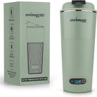 GO Heated Coffee Mug, Travel Mug, 13.5 OZ. Smart Mug, Battery Powered Heated Coffee Mug, Great for Coffee and Tea, Snap on Magnetic Charging Cord, New and Improved (Mint Green)