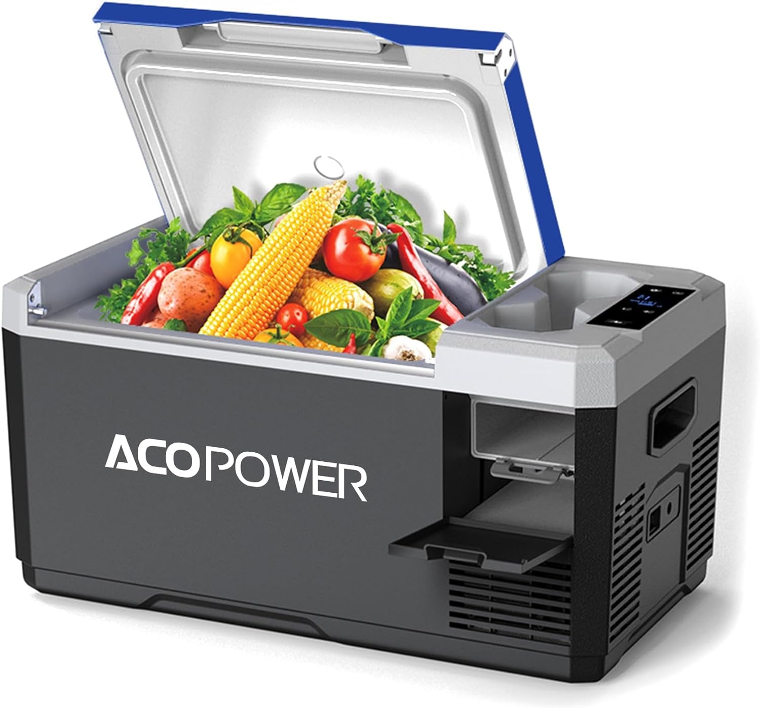 Acopower&Lioncooler 12V Car Refrigerator-32 Quart/30L Portable Freezer with App Control, Rechargeable Battery, and Electric Compressor Cooler for RV, Boat, and Camping