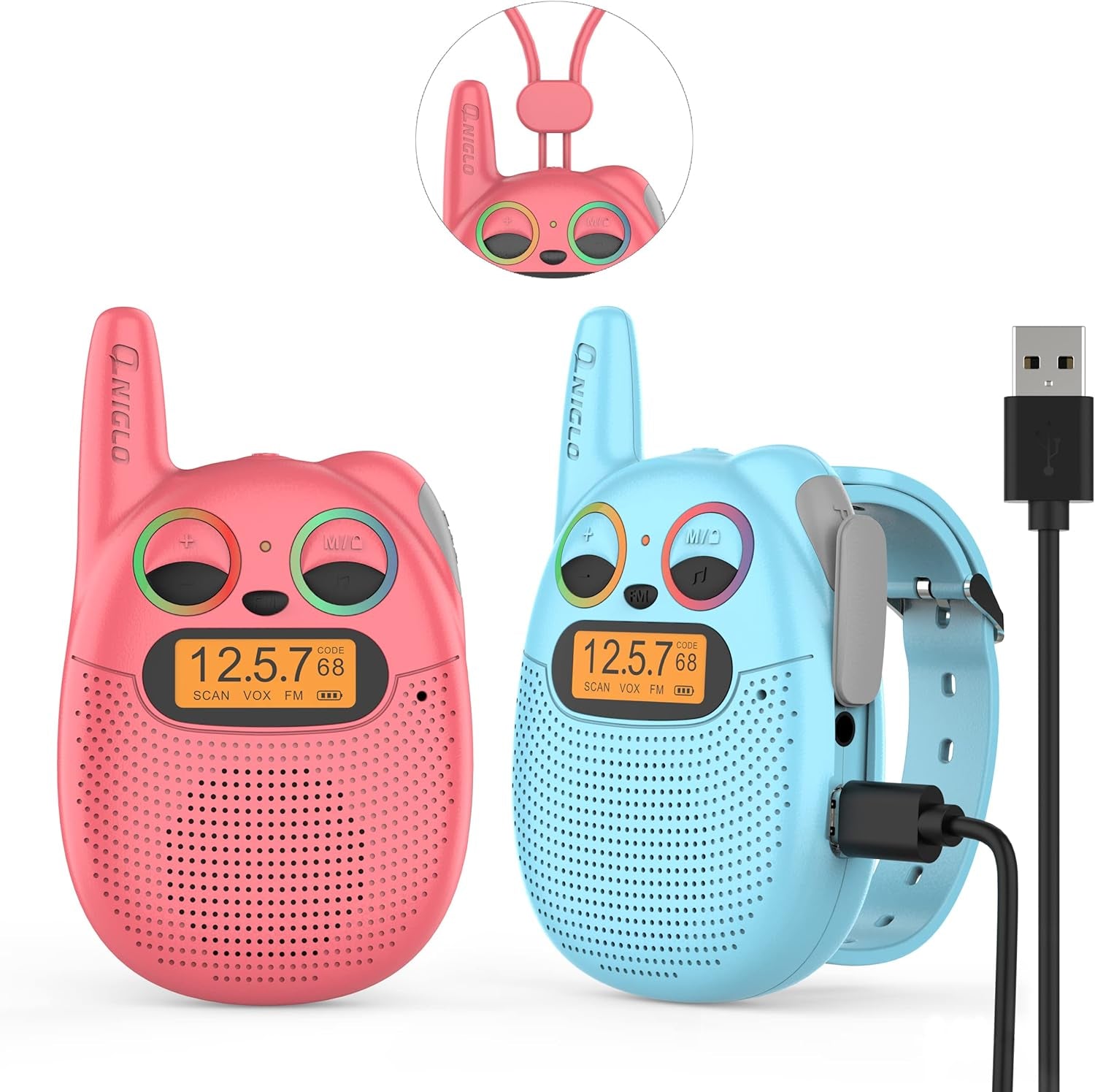 Qniglo Giggle Gabbers: Rechargeable Walkie Talkies for Young Adventurers Aged 3-14, Ideal for Outdoor Activities and Celebrations