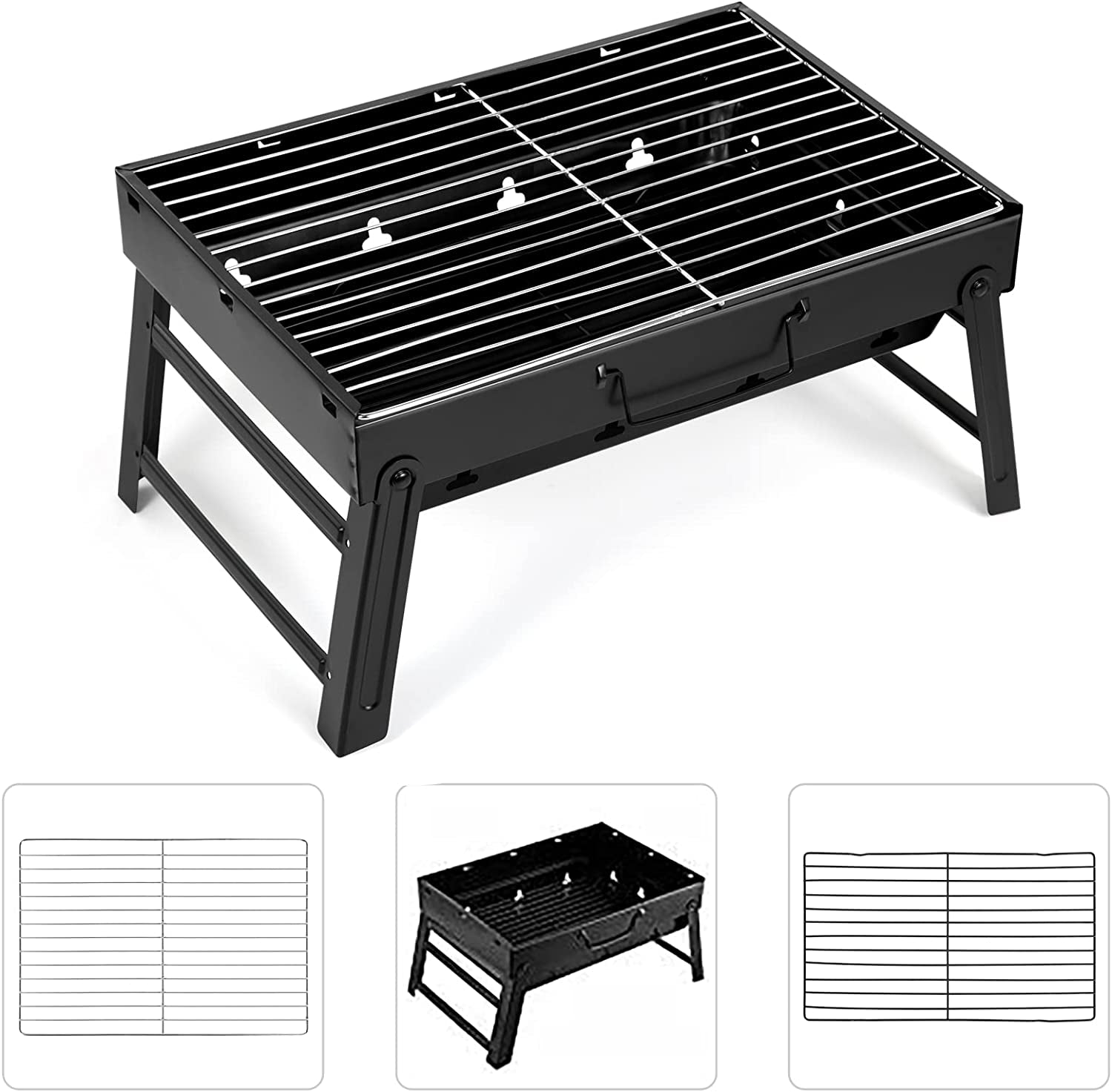 Barbecue Grill, Charcoal Grill Folding Portable Lightweight Barbecue Grill Tools for Outdoor Grilling Cooking Camping Hiking Picnics Tailgating Backpacking Party (Medium)