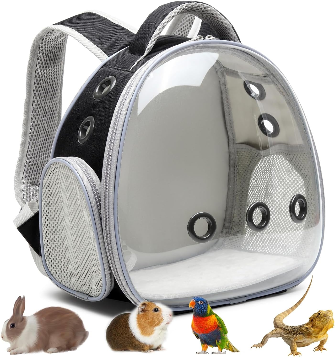 Portable Travel Pet Backpack Carrier Hamster Bag Guinea Pig Bird Small Dog Cat Backpack Turtle Carrier Rabbit Cage Rabbit Guinea Pig Squirrel Bearded Dragon Breathable Hangbag (Pink)