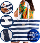 Bag&Carry Large Beach Tote Bag with Zipper - XL Beach Bags Waterproof Sandproof - Oversized Beach Bag with Pockets