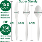 100% Compostable No Plastic Knives Forks Spoons Utensils, the Heavyweight Heavy Duty Flatware Is Eco Friendly Products for Lounge Party Wedding BBQ Picnic Camping.