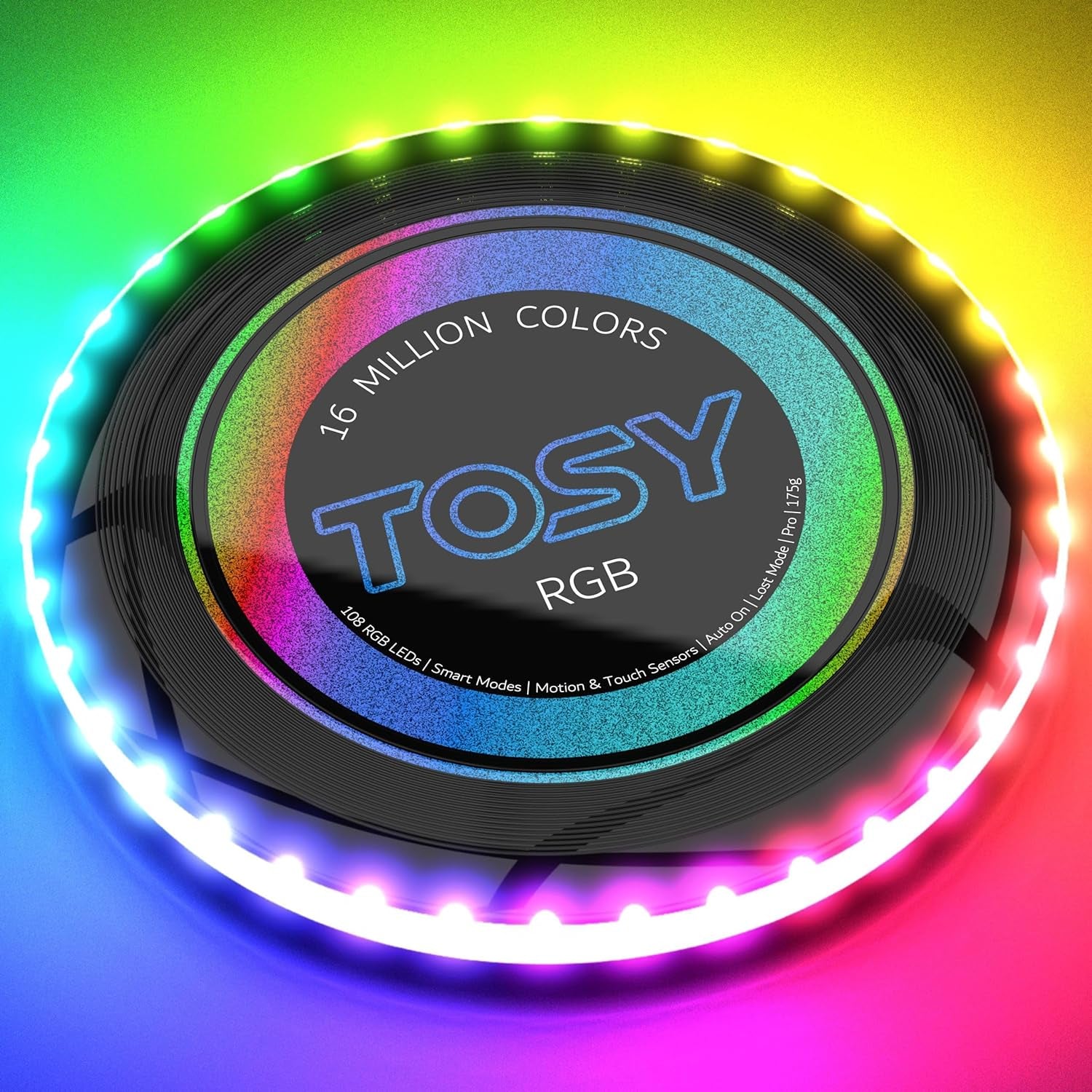 TOSY Ultra-Bright LED Flying Disc: 36 LEDs, Rechargeable, Smart Motion Sensors & Pro Design