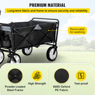 Heavy-Duty Collapsible Beach Cart - 176 lbs Capacity Portable Folding Wagon for Camping, Groceries, and Outdoor Activities - Adjustable Handle and Durable Wheels - Black