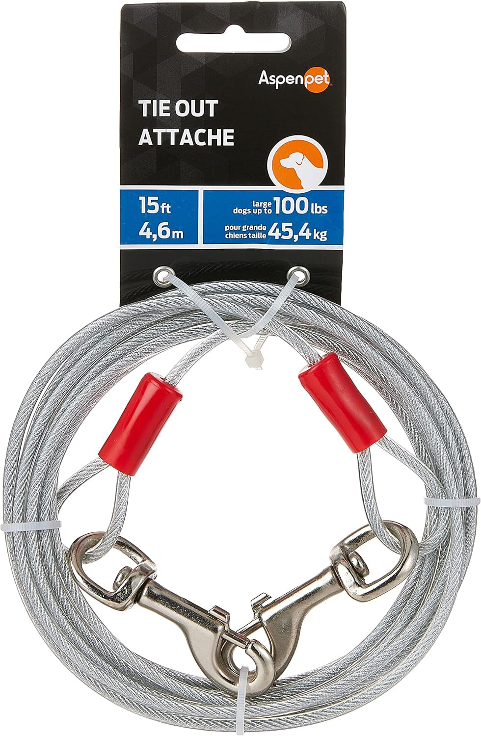 Petmate Cider Mills Dog Tie Out Cable - 1700 Lbs Break Strength - 30Ft Cable, Silver