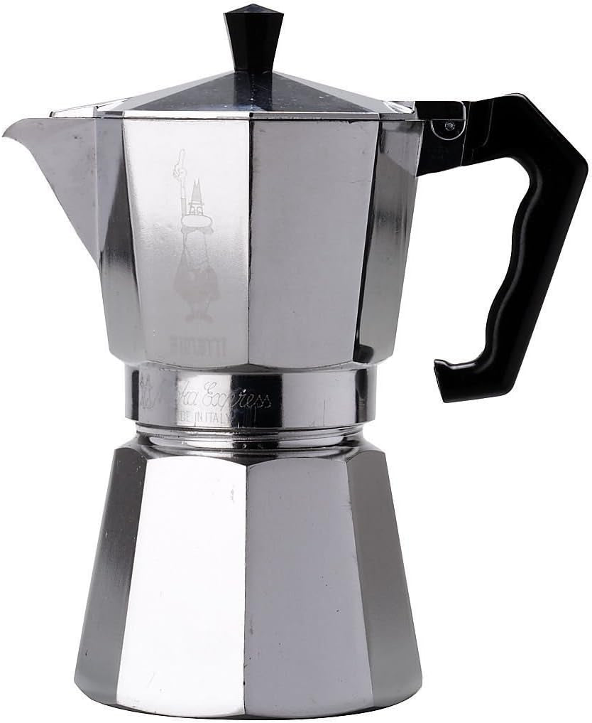 Bialetti - Moka Espress: Iconic Stovetop Espresso Maker, Makes Real Italian Coffee, Moka Pot 6 Cups (6 Oz), Aluminium, Silver