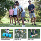 Hey! Play! 6-Player Croquet Set - Outdoor Games with Wood Mallets, Balls, Posts, Wickets, and Carry Case - Vintage Yard Games for Adults and Kids