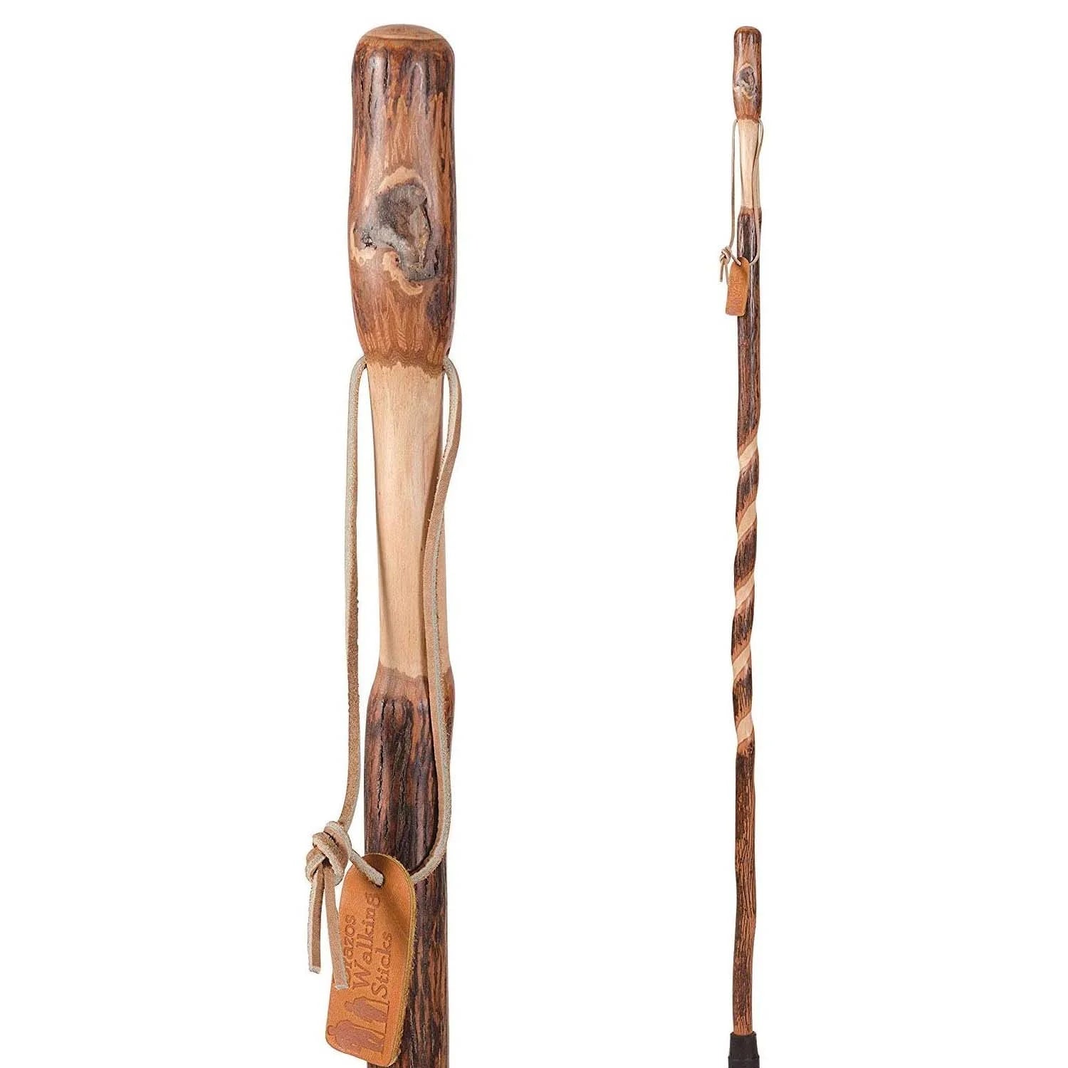 Twisted Hickory Wood Walking Stick 58 Inch Height