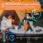 Camping Tent Fan Foldable Light, Desk Fan, Table Fan, Portable Hanging USB Outdoor Fan, Camping Accessories, Rechargeable 8000Mah, 180 LED Light