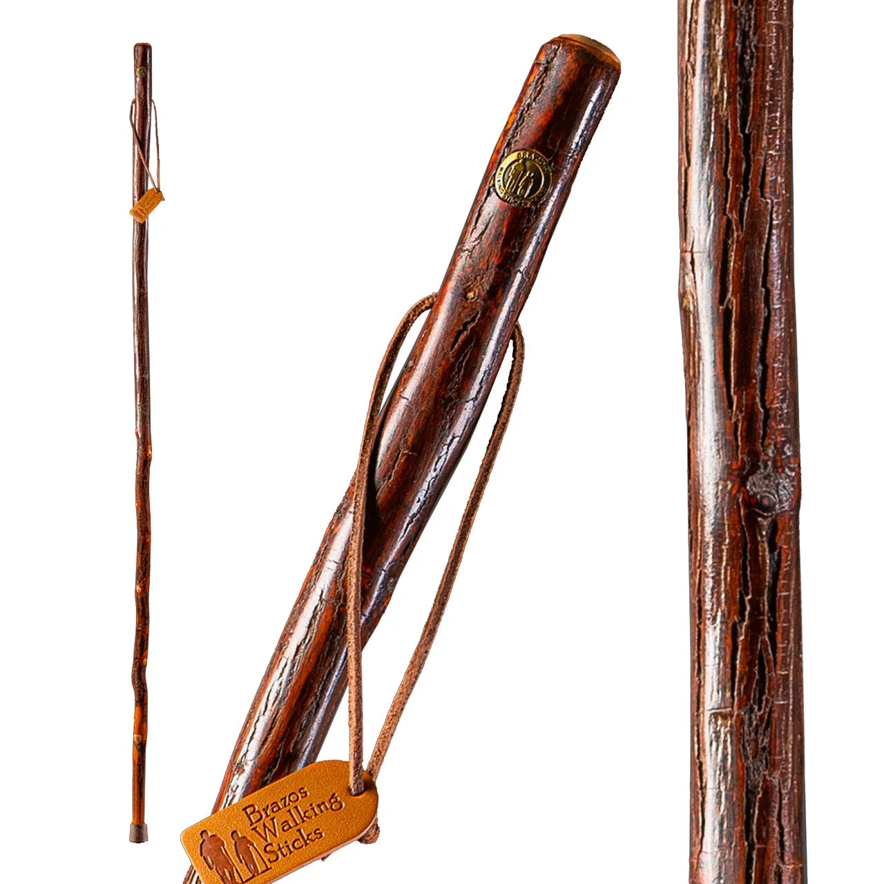 Twisted Hickory Wood Walking Stick 58 Inch Height