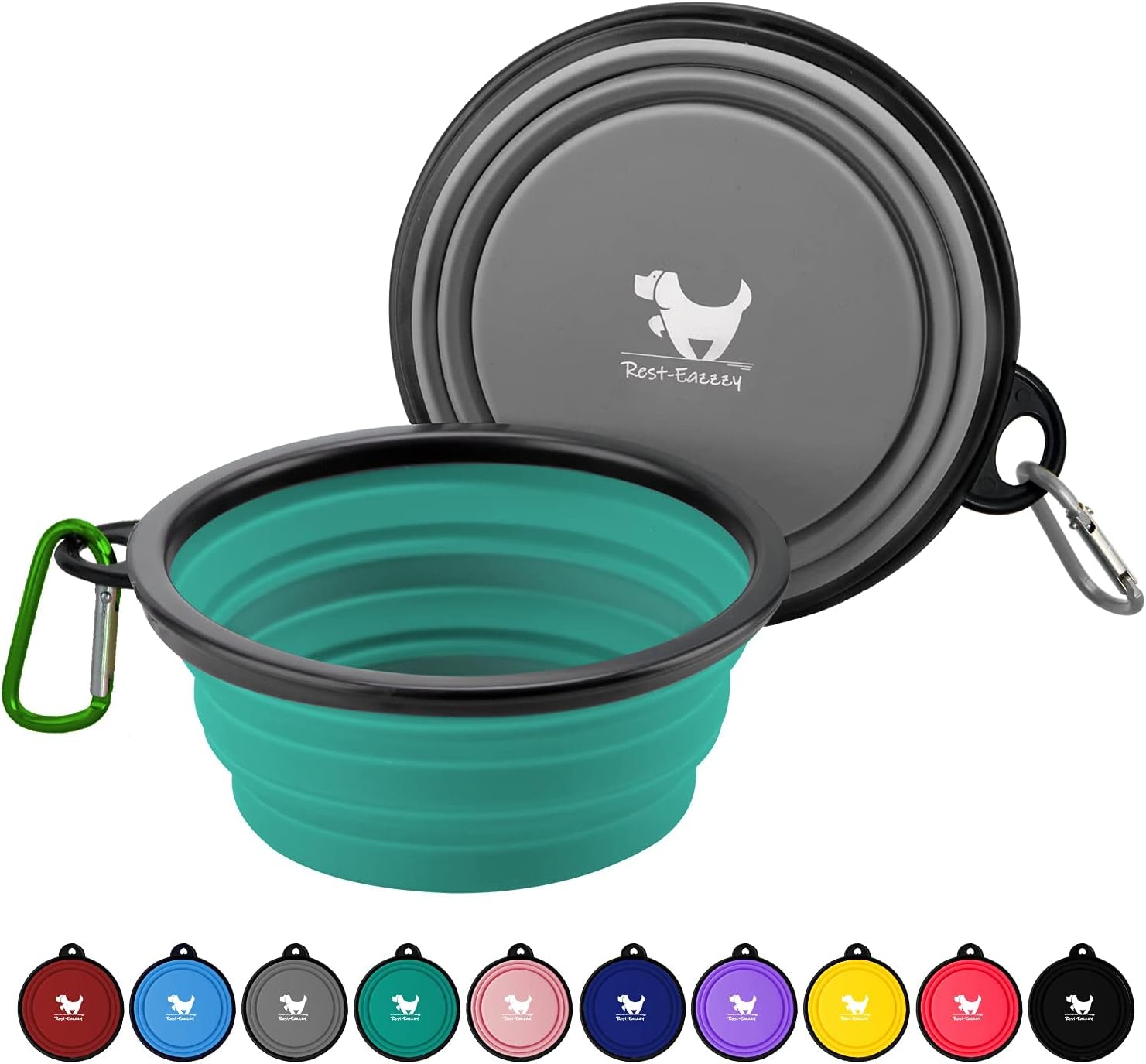 Collapsible Dog Bowls for Travel, 2-Pack Dog Portable Water Bowl for Dogs Cats Pet Foldable Feeding Watering Dish for Traveling Camping Walking with 2 Carabiners, BPA Free