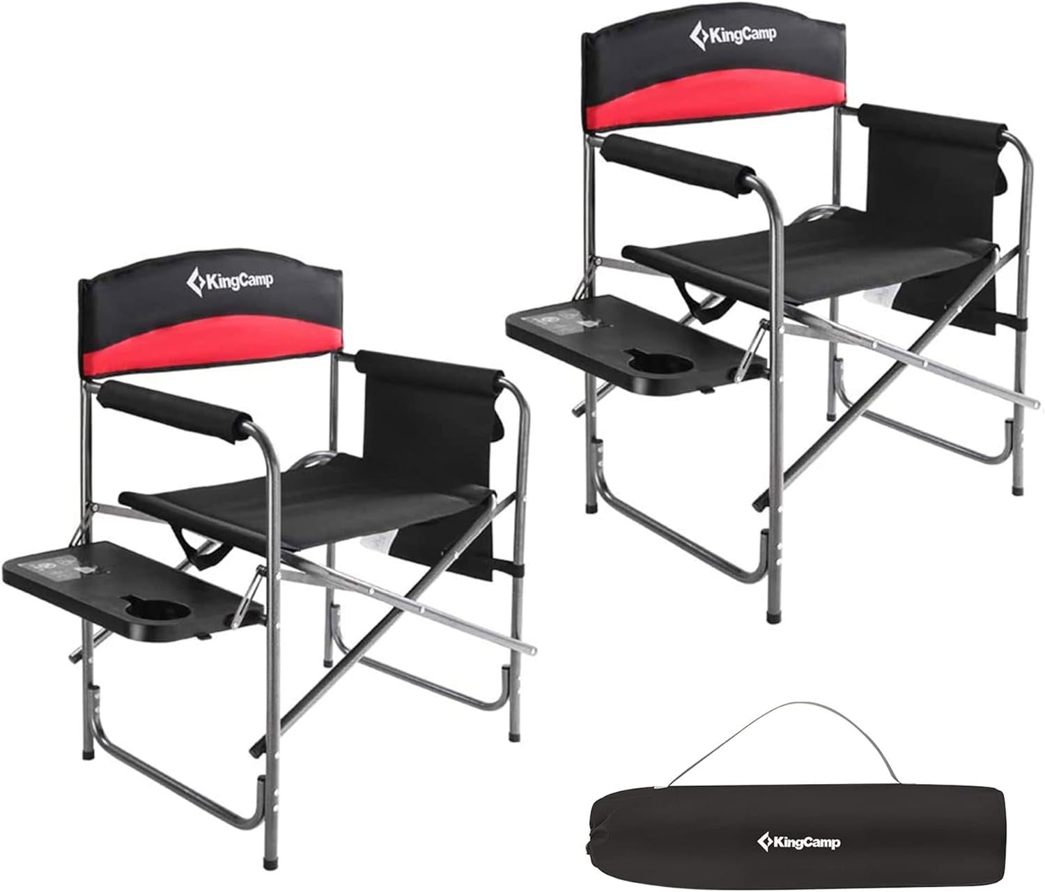 Premium Camping Throne: 400 lbs Support with Convenient Storage - Set of 2 Cozy Red La-Z-Boy Chairs for Outdoor Comfort