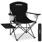 Camping Chairs with Side Table Outdoor Padded Camping Chair for Adults with Armrest Cup Holder and Pocket Supports 300 Lbs Black