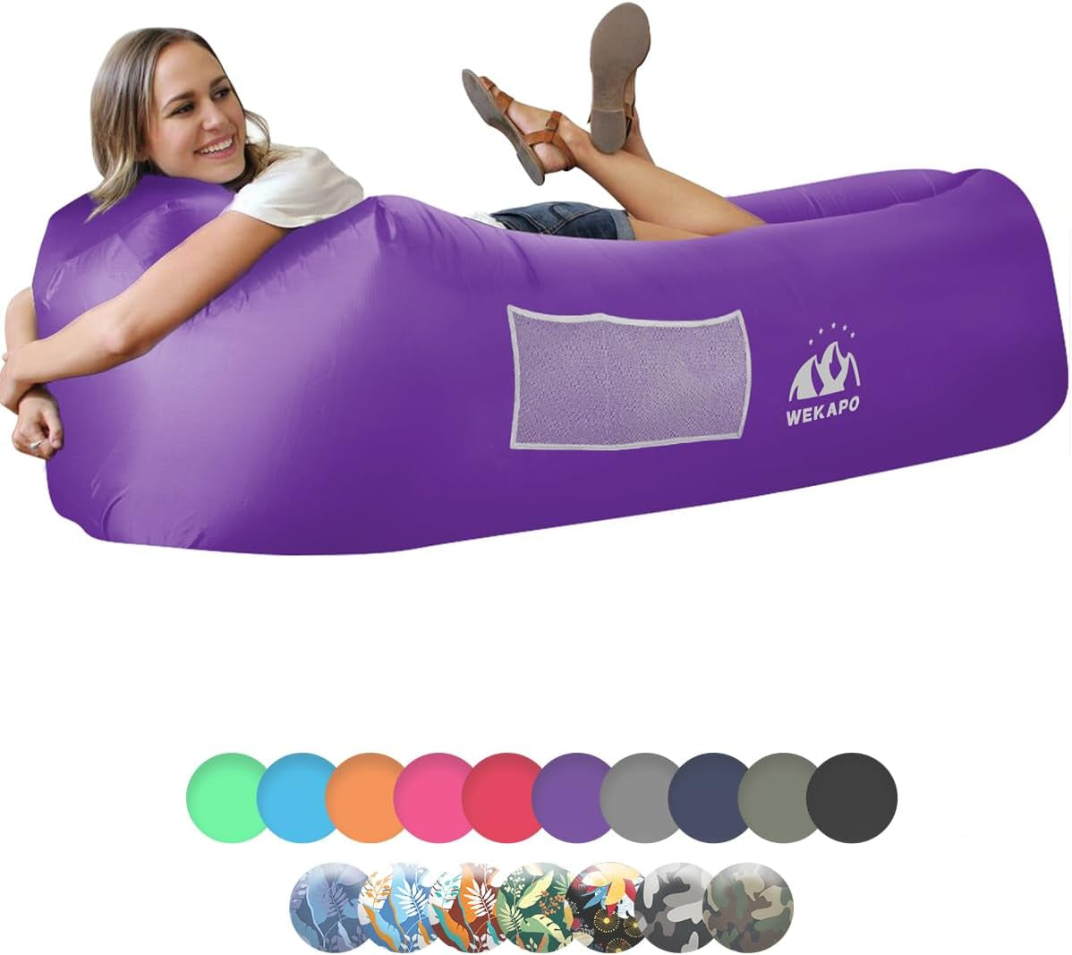 Inflatable Lounger Air Sofa Chair–Camping & Beach Accessories–Portable Water Proof Couch for Hiking, Picnics, Outdoor, Music Festivals & Backyard–Lightweight and Easy to Set up Air Hammock