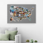 USA Photo Map - 50 States Travel Map - 24 X 36 in - Printed on Flexible Vinyl and Rewritable - Includes Secure Photo Maker - Unframed - Gray