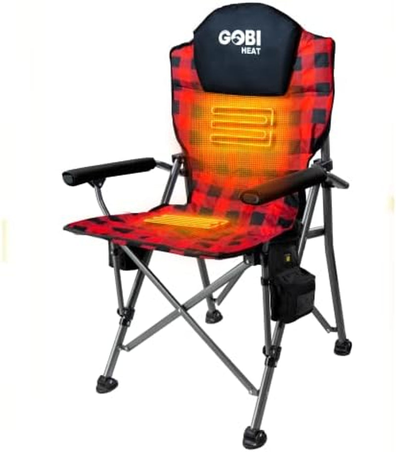 Gobi Heat - Terrain Portable Heated Camping Chair - Outdoor Folding Chair with Heated Filling - Winter Camping Essential - 3 Heat Settings (Flare)