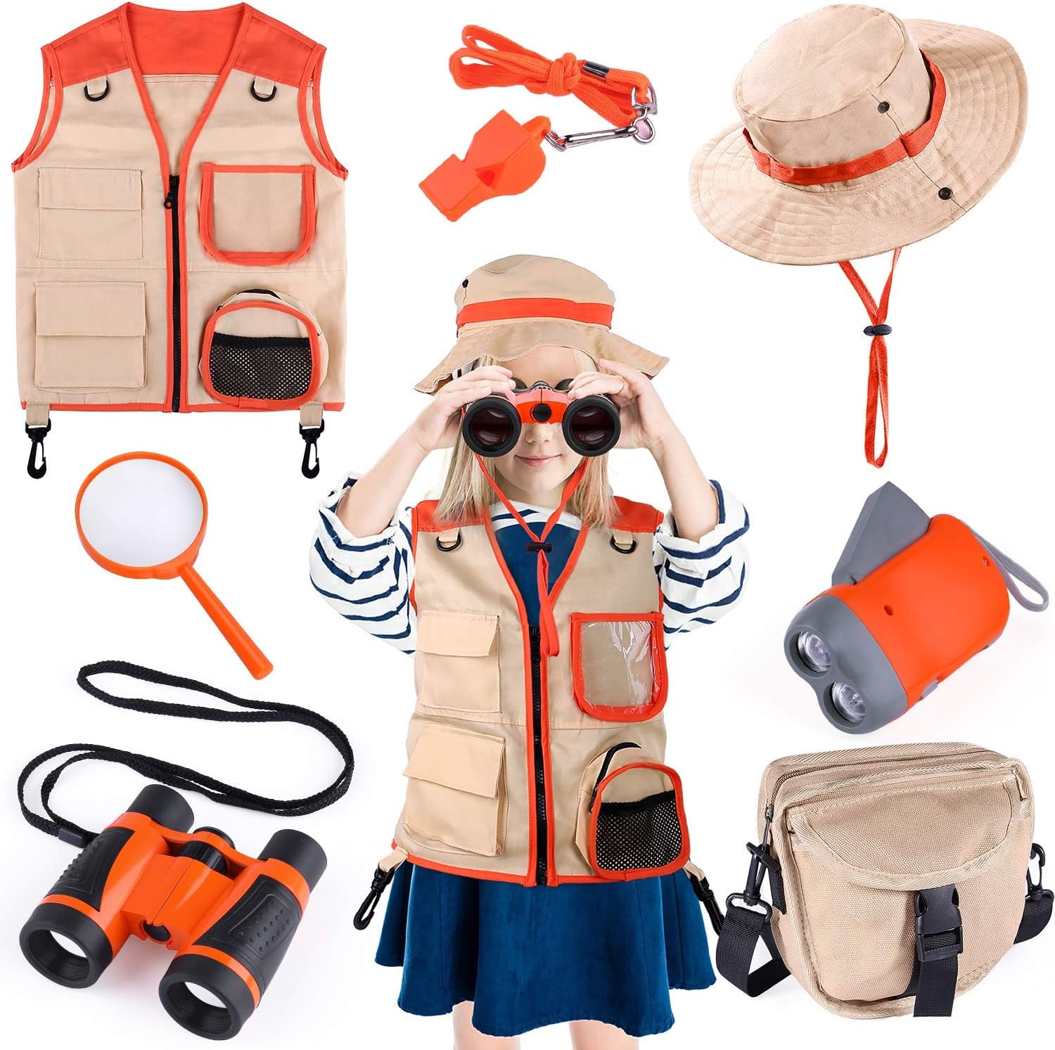 GINMIC Kids Explorer Kit & Bug Catching Kit, 11 Pcs Outdoor Exploration Kit for Kids Camping with Binoculars, Adventure, Hunting, Hiking, Educational Toy Gift for 3-12 Years Old Boys Girls