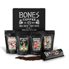 Bones Coffee Company NEW Flavors! Favorite Flavors Sample Pack | 4 Oz Pack of 5 Assorted Ground Coffee Beans | Low Acid Medium Roast Gourmet Coffee Beverages (Ground)