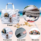 Beach Pool Bags Tote for Women Ladies Large Gym Tote Carry on Bag with Wet Compartment for Weekender Travel Waterproof