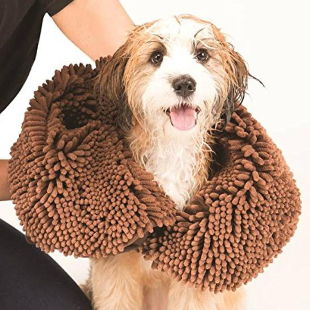 Shammy Dog Towels for Drying Dogs - Heavy Duty Soft Microfiber Bath Towel - Super Absorbent, Quick Drying, & Machine Washable - Must Have Dog & Cat Bathing Supplies | Grey 13X31