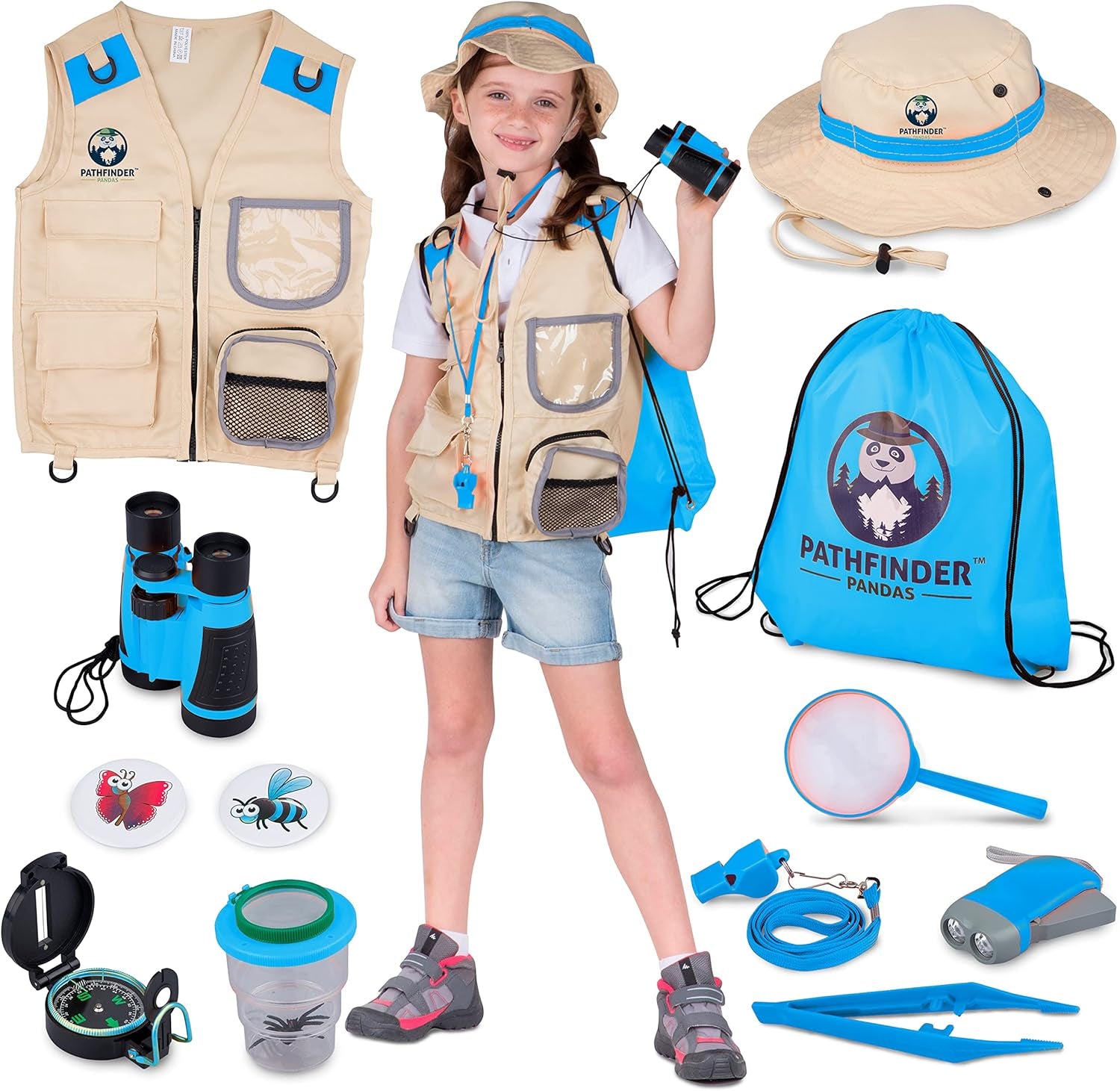 Kids Explorer Kit with Safari Vest & Hat for 3-7 Year Old Boys & Girls - Safari Costume Kids, Zoo Keeper, Paleontologist, Bug Kit & More - Explorer Kit for Kids outside Toys STEM Gift + Bug Ebook