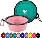 Collapsible Dog Bowls for Travel, 2-Pack Dog Portable Water Bowl for Dogs Cats Pet Foldable Feeding Watering Dish for Traveling Camping Walking with 2 Carabiners, BPA Free