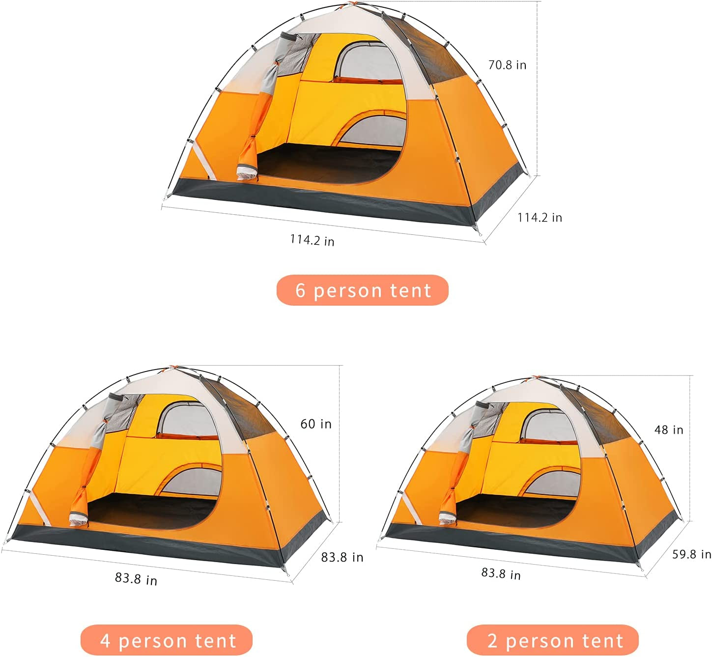 MOON LENCE 2/4 Person Tent for Camping,Waterproof Tent for Backpacking,Outdoor Dome Tent with Windproof