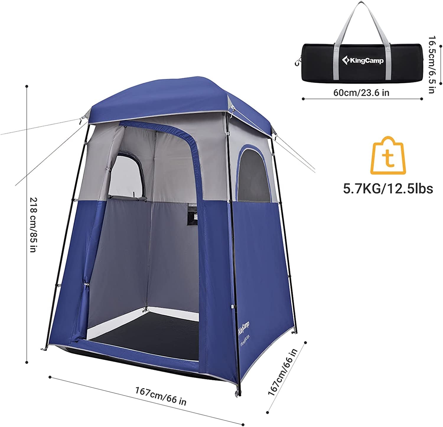 Camping Shower Tent Oversize Space Privacy Tent Portable Outdoor Shower Tents for Camping with Floor Changing Tent Dressing Room Easy Set up Shower Privacy Shelter 1 Room/2 Rooms Toilet Tent