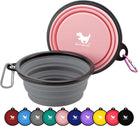 Collapsible Dog Bowls for Travel, 2-Pack Dog Portable Water Bowl for Dogs Cats Pet Foldable Feeding Watering Dish for Traveling Camping Walking with 2 Carabiners, BPA Free