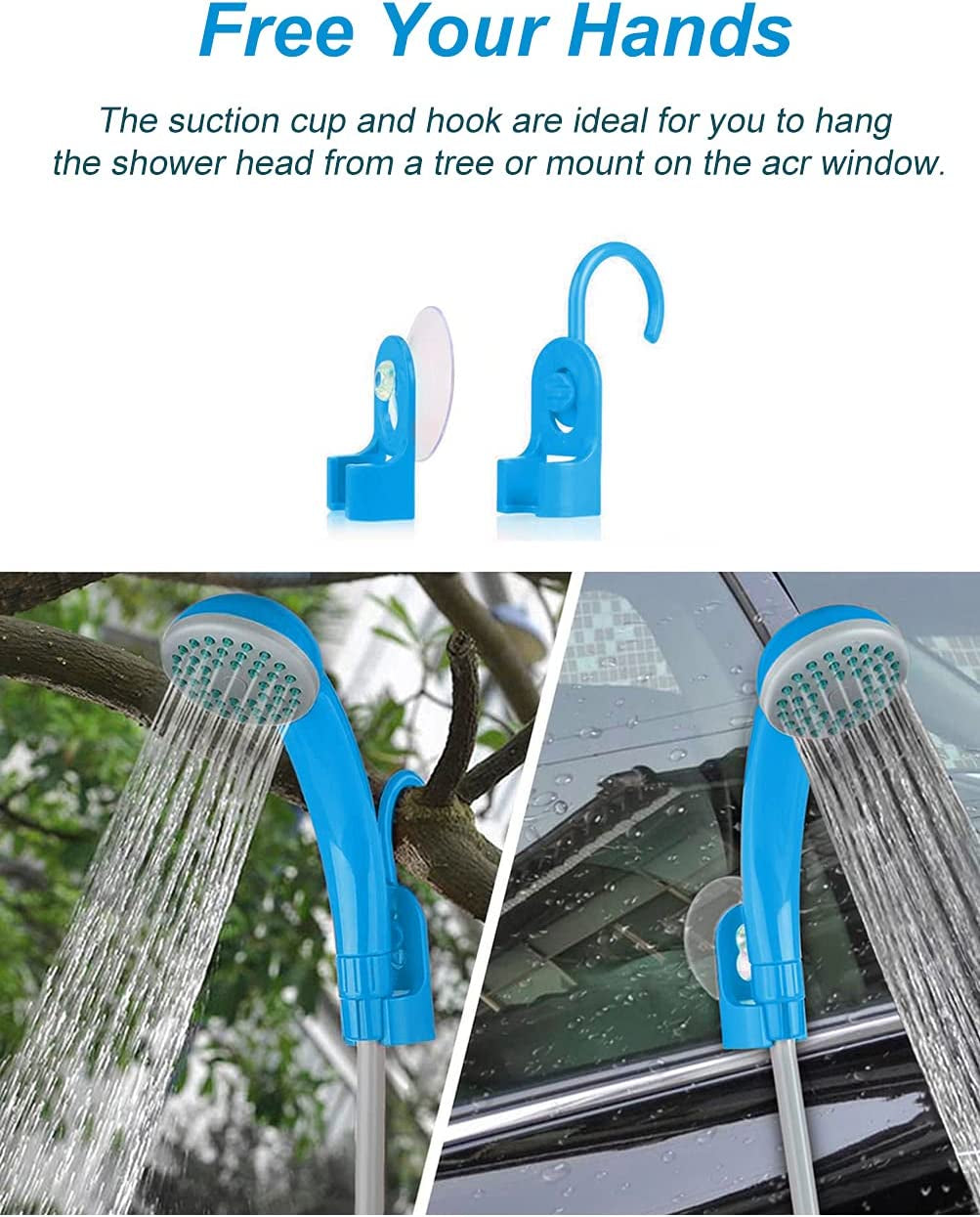 Innhom Portable Shower Camping Shower Outdoor Camp Shower Pump, Electric Rechargeable Portable Camping Shower, Powered by Rechargeable Battery