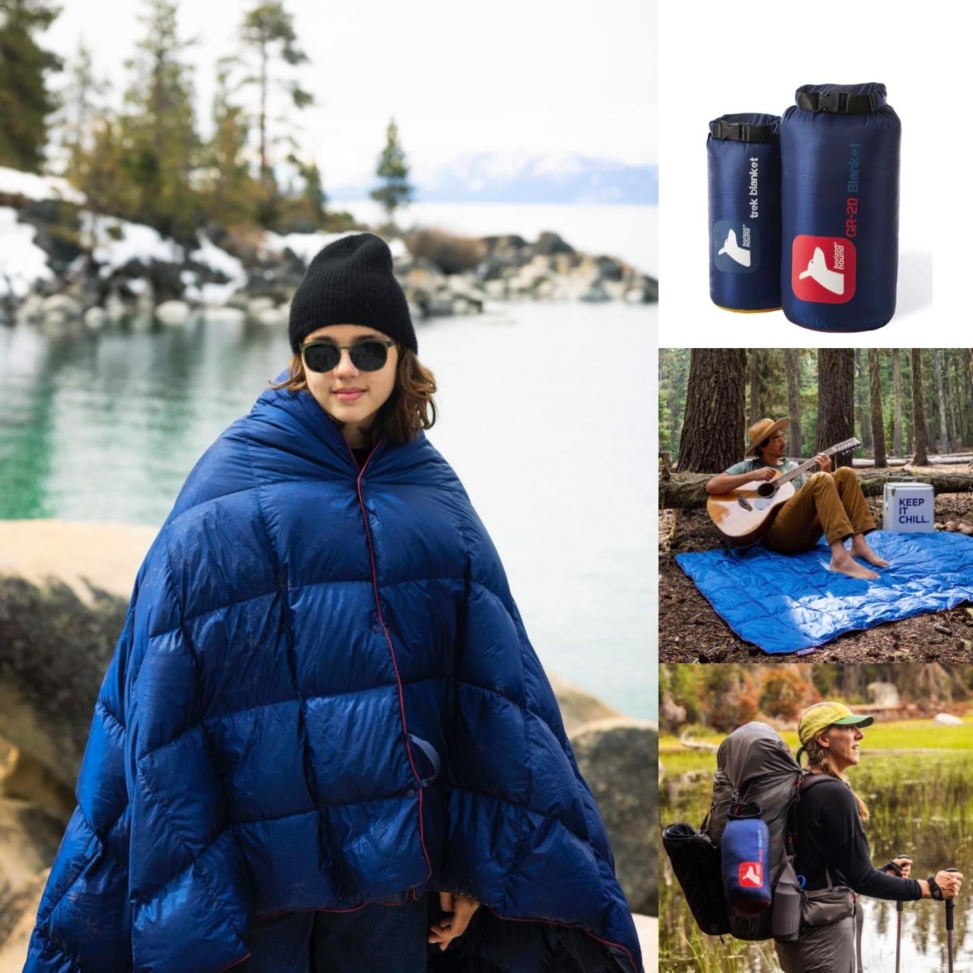 Down Camping Blanket - Outdoor Travel Blanket | Sustainable Insulated down | Lightweight & Warm Quilt for Camping, Stadium, Hiking & Festival | Water Resistant, Packable & Compact