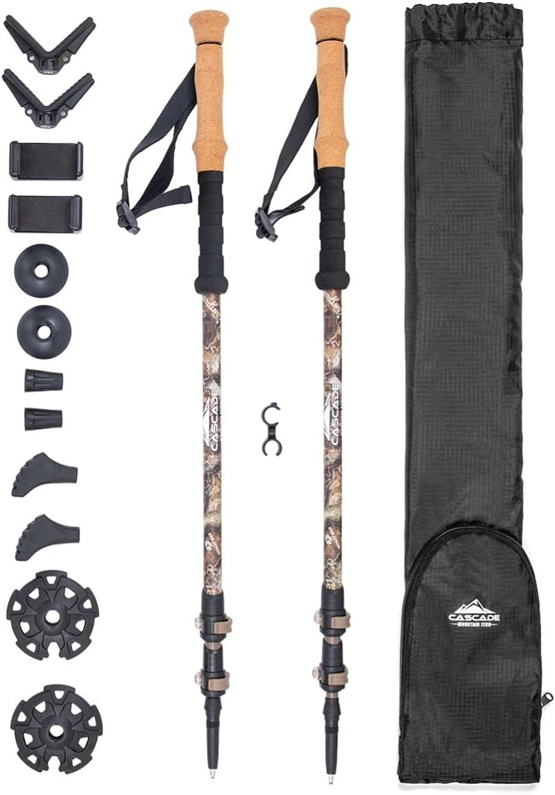 Trekking Poles - Carbon Fiber Monopod Walking or Hiking Sticks with with Accessories Mount and Adjustable Quick Locks